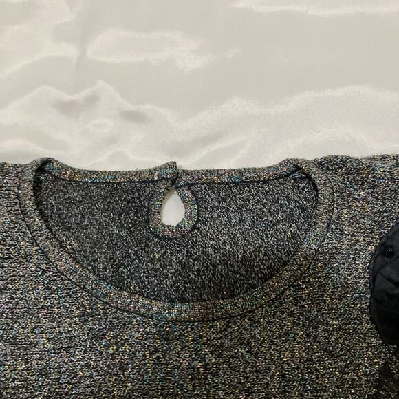 Vintage 80s Beaded Sweater Iridescent Floral Embroidered Party Dolman Sleeve - Picture 5 of 8